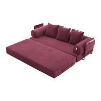 SCHLAFSOFA, Modulares Tagesbett mit Metallgestell, Klappbares Bodensofa Cordstoff, Weinrot - Weinrot, Textil (94/67/200cm) - LVHOM