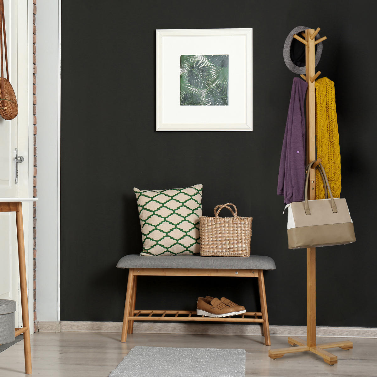 GARDEROBENSTÄNDER - Hellbraun, Holz (50/179.5/50cm) - Relaxdays