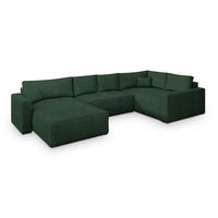 WOHNLANDSCHAFT VELAMI R-S Grün Kordstoff mit Schlaffunktion - Grün, Holz (365/83/194cm) - MASSENO