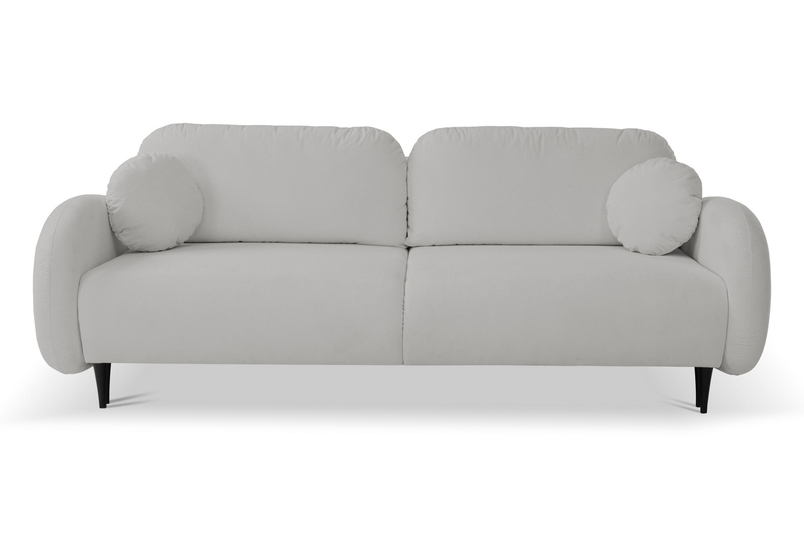 SOFA SOFT RunAgin Mit Schlaffunktion Und Bettkasten, PUR-Schaum, Schwarze Kunststofffüße, lose Rückenkissen, freistehend, 232x109x95 cm Light Grey - Hellgrau, Holz/Textil (232/95/109cm) - DomoHome