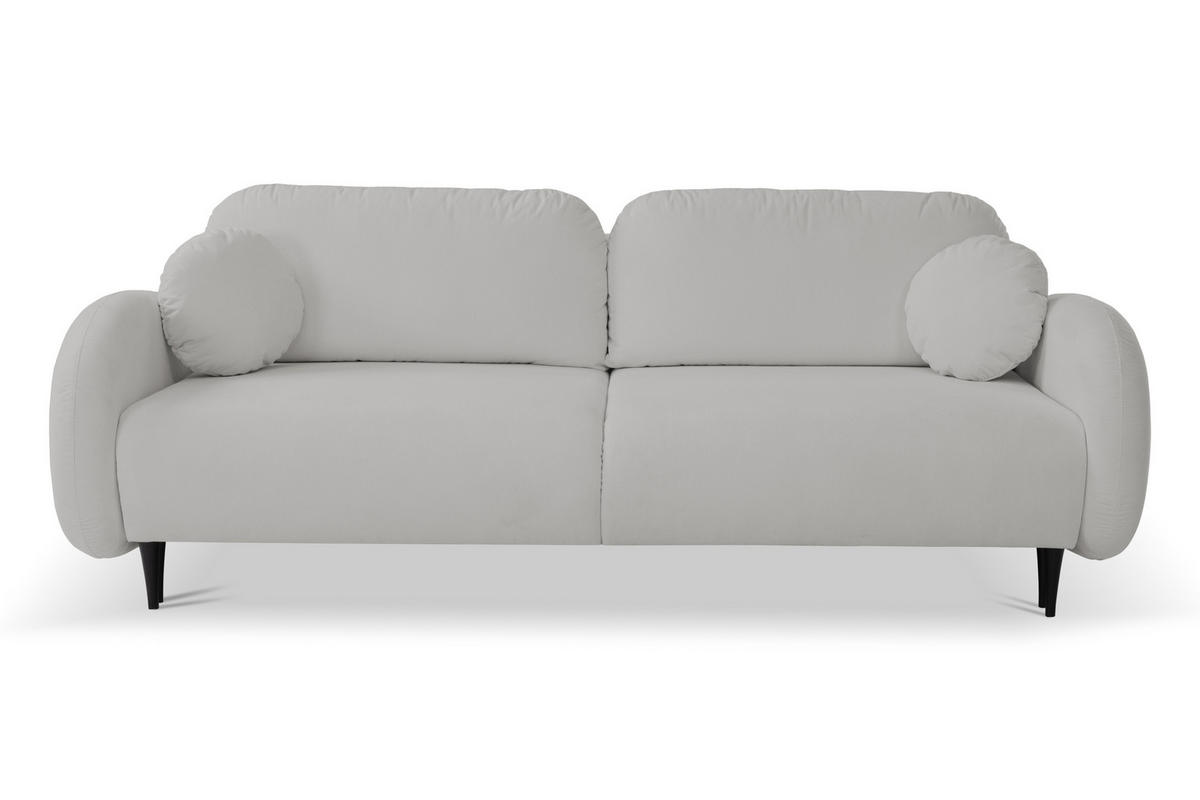 SOFA SOFT RunAgin Mit Schlaffunktion Und Bettkasten, PUR-Schaum, Schwarze Kunststofffüße, lose Rückenkissen, freistehend, 232x109x95 cm Light Grey - Hellgrau, Holz/Textil (232/95/109cm) - DomoHome