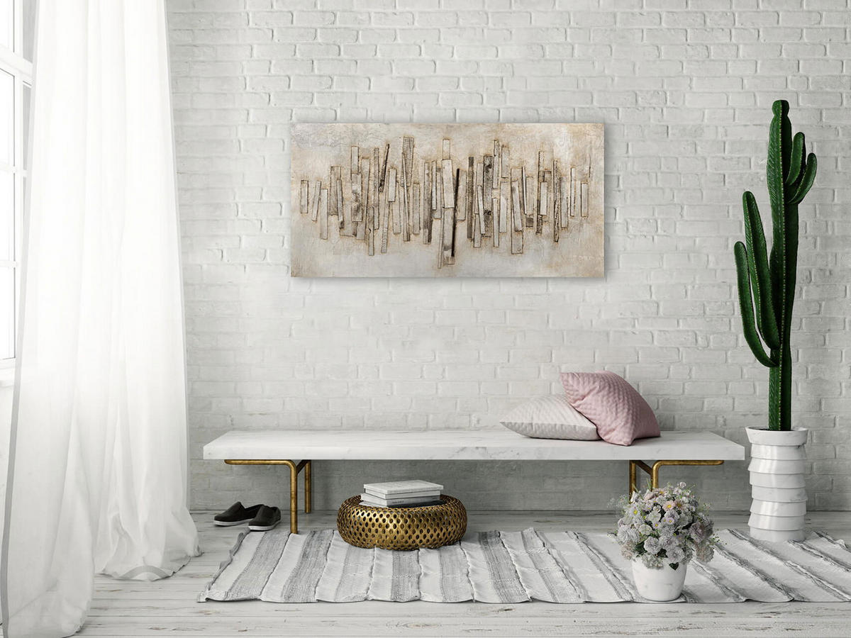 HOLZBILD Grau 100/50 cm - Grau, Holz (3/50cm) - KUNSTLOFT