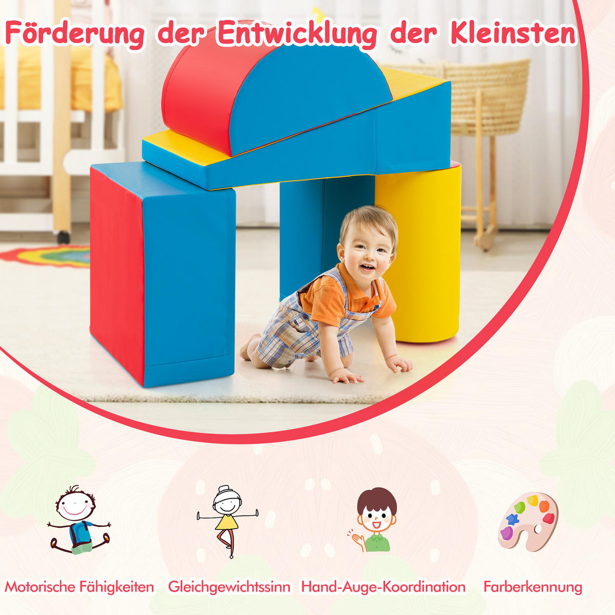 SCHAUMSTOFFBLOCK Rot (5-teilig) - Rot, Kunststoff (40/20/40cm) - COSTWAY