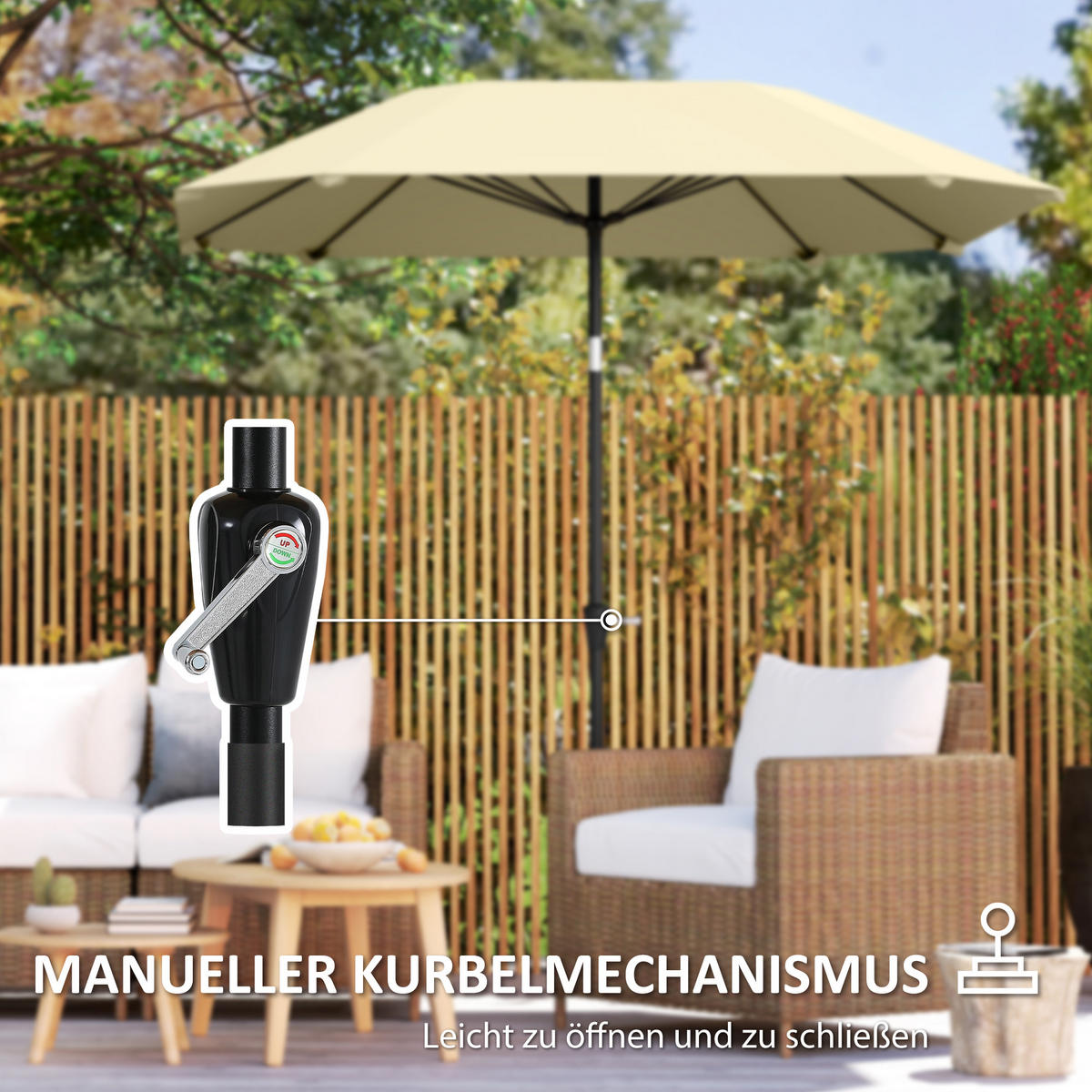 SONNENSCHIRM Ø233 cm - Beige, Kunststoff (233/233cm) - Outsunny