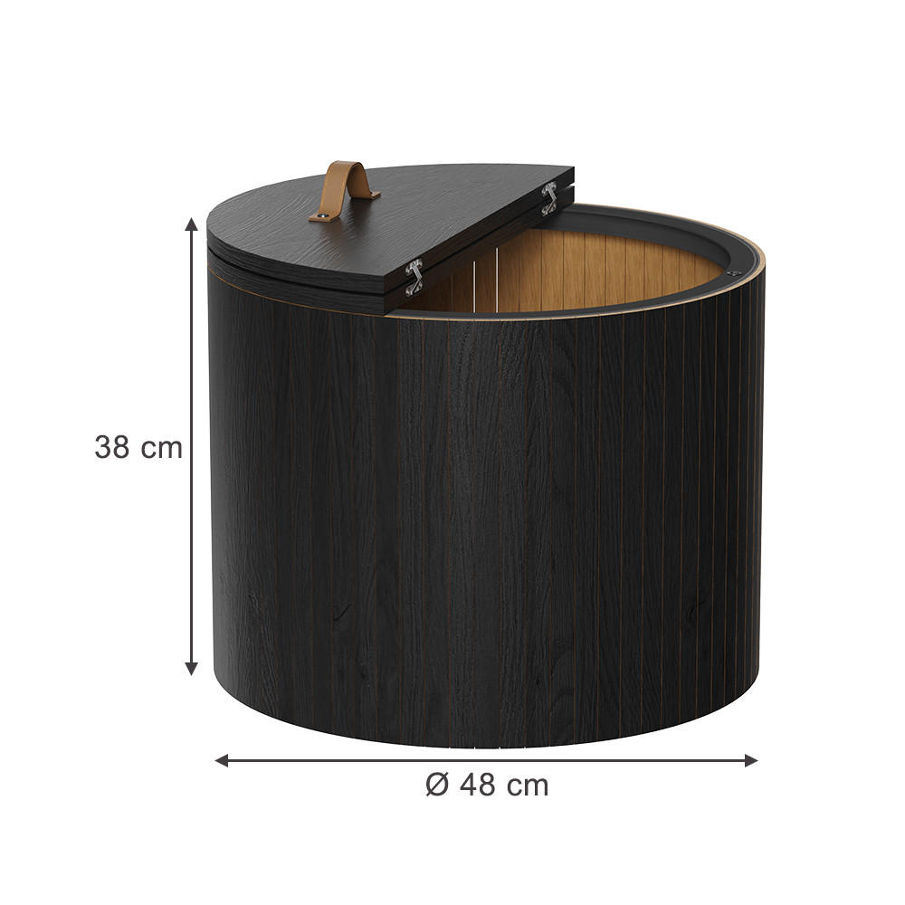 COUCHTISCH Tavilo Schwarz/Eiche 48 x 48 cm - Schwarz/Braun, Holzwerkstoff (48/48/38cm) - Vicco