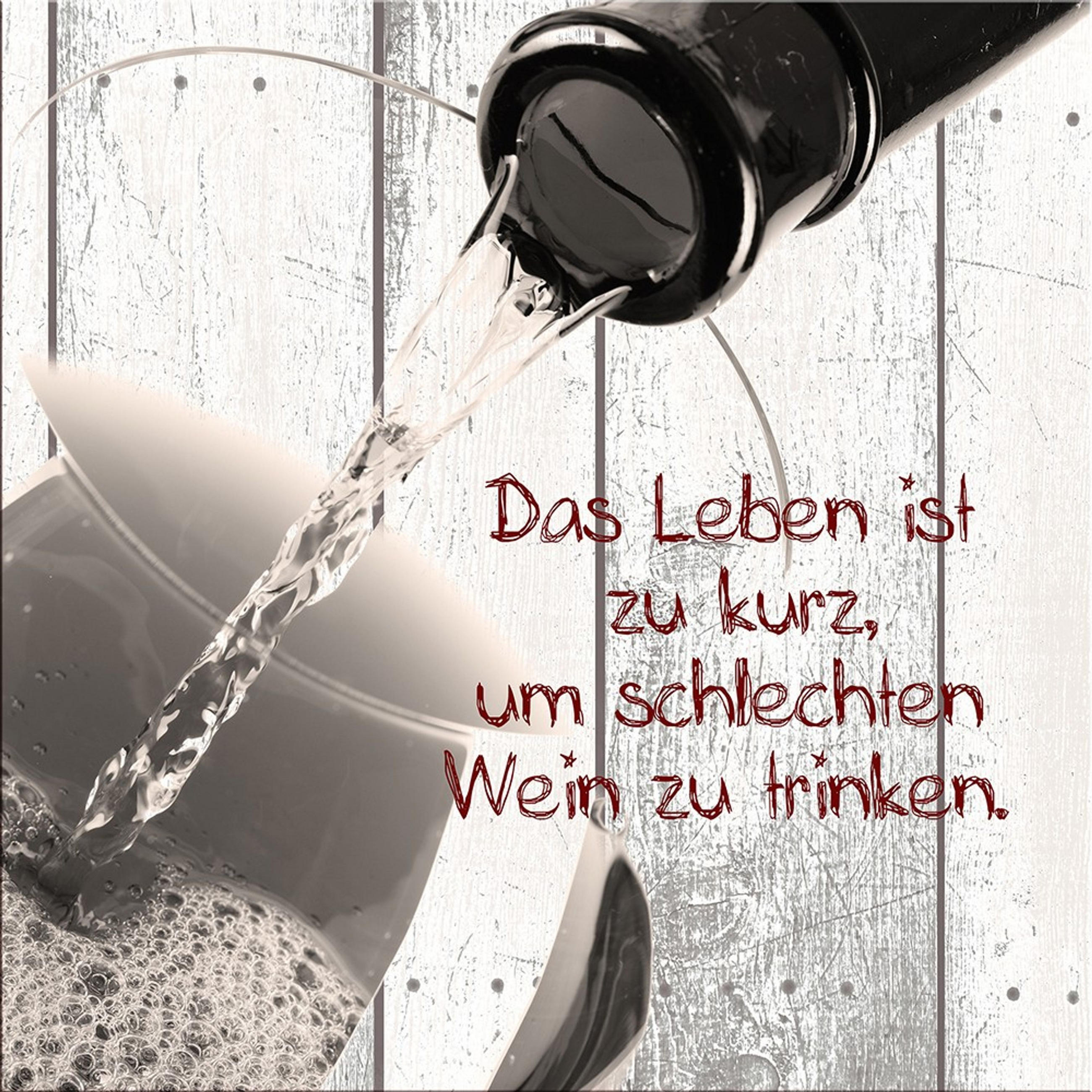 BILD 30x30 cm Küche Wein Spruch - Braun, Holzwerkstoff (30/30/2cm) - artissimo
