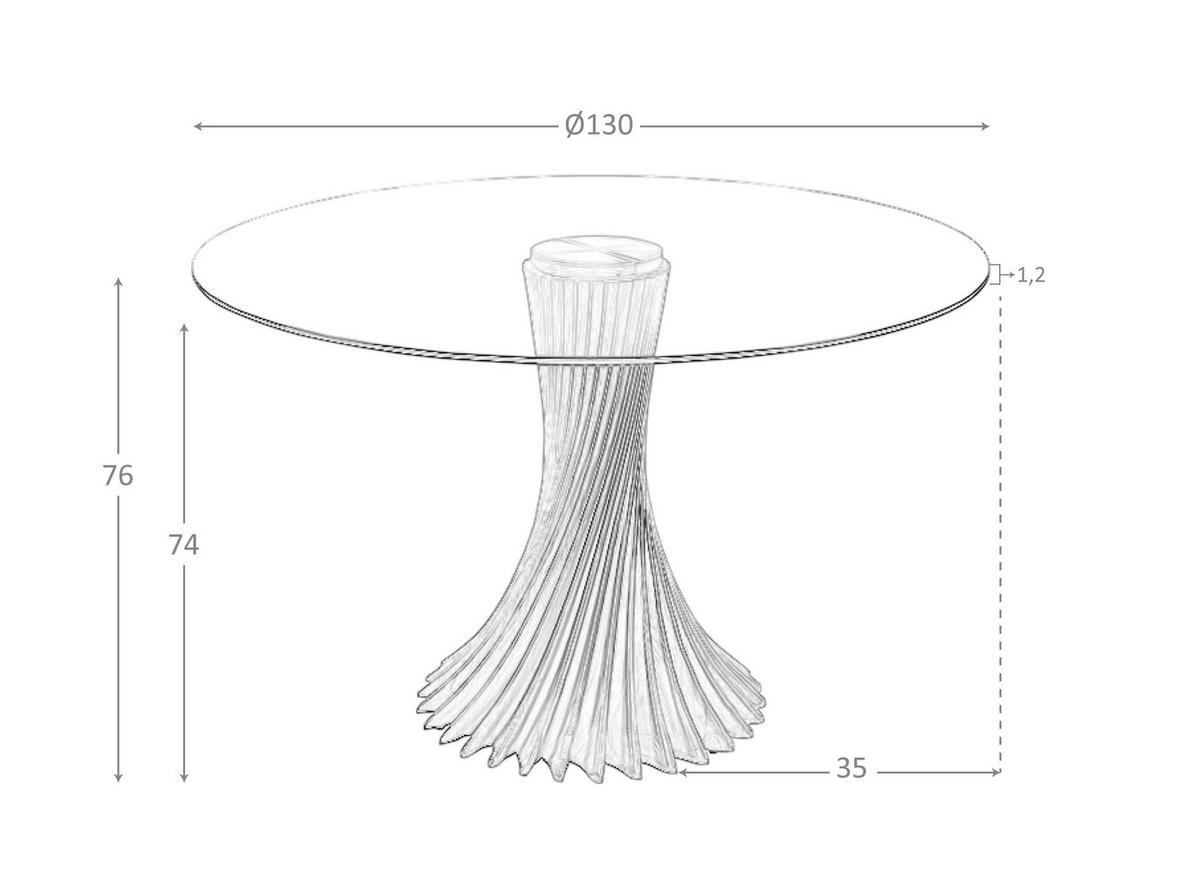 ESSTISCH rund Glas | Walnuss 130/130/76 cm - Transparent/Walnussfarben, Glas (130/130/76cm) - ANGEL CERDA