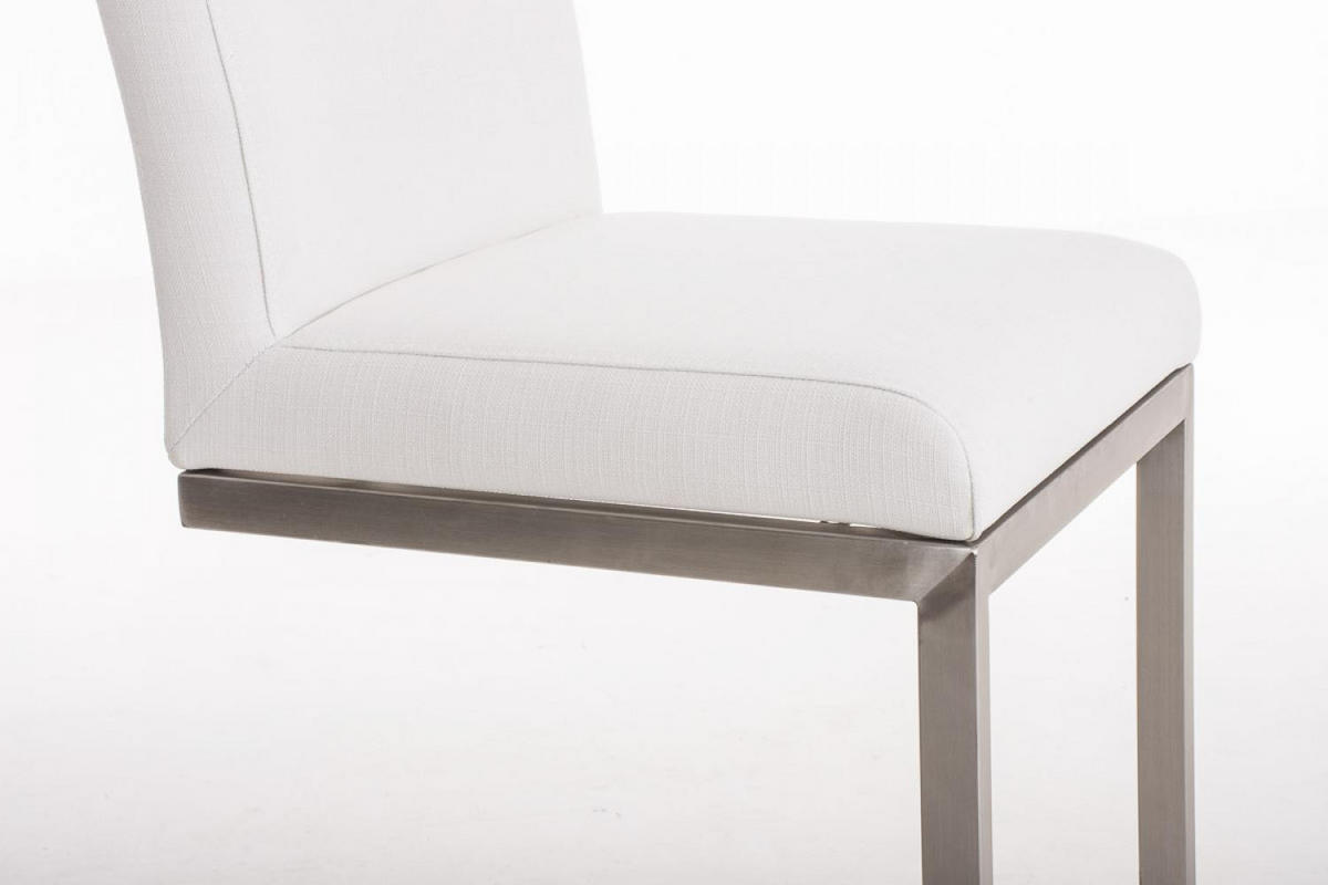 BARHOCKER Stoff Weiß - Chromfarben/Weiß, Textil/Metall (42/104/48cm) - CLP
