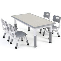 KINDERTISCH- und Stuhl-Set 5-teilig Höhenverstellbar Grau 120 x 60 cm - Grau, Kunststoff (60/60/120cm)