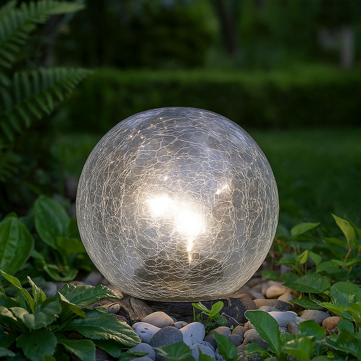 LED AUSSENLEUCHTE Solarkugel Klar Glas 3er Set - Klar, Glas (15/15/15cm)
