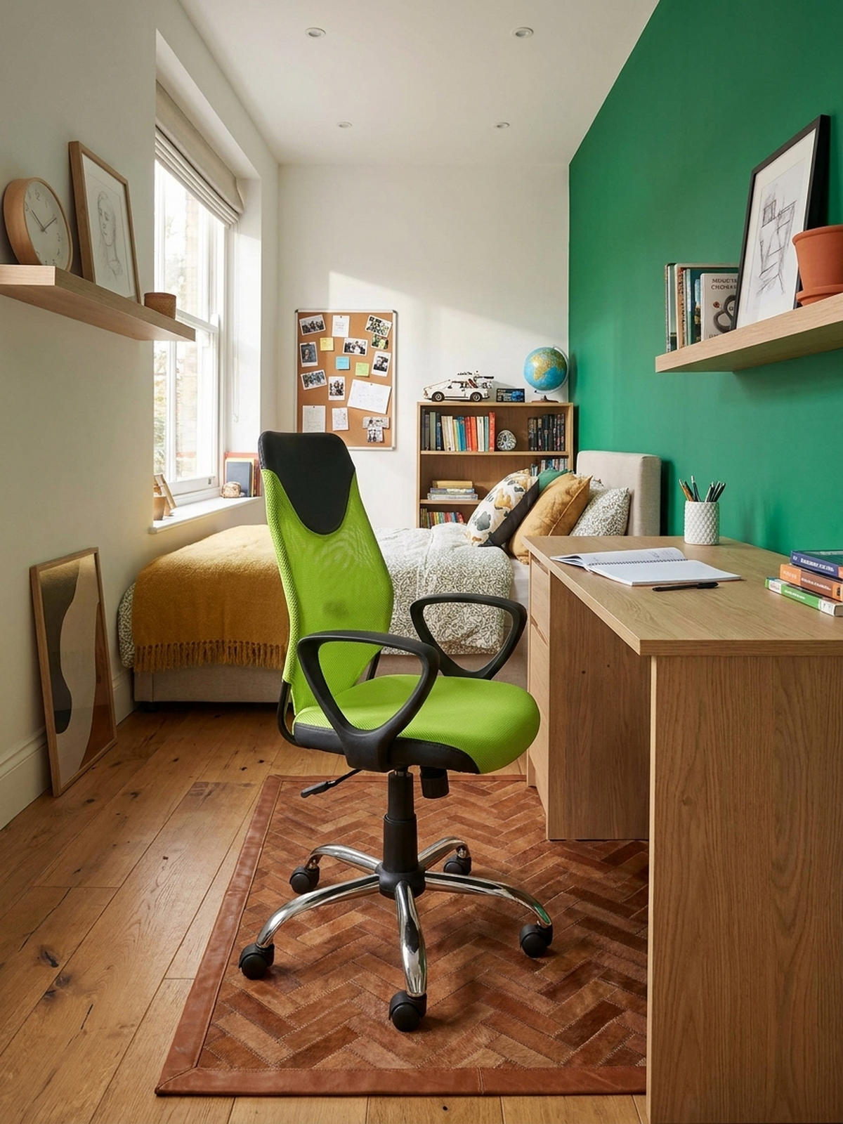 JUGENDDREHSTUHL Nylon Ergonomisch Höhenverstellbar DAVOS, Grün 60x60x101 cm - Silberfarben/Schwarz, Textil/Metall (60/101/60cm) - KADIMA DESIGN