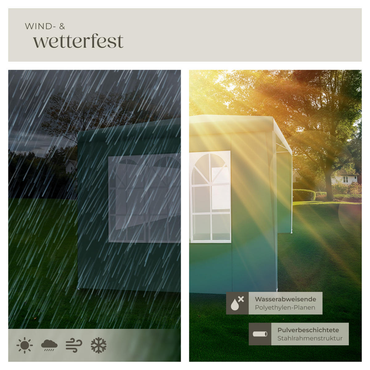 PAVILLON Barinas,wasserdicht,grün - Grün, Kunststoff (300/250/300cm) - tectake