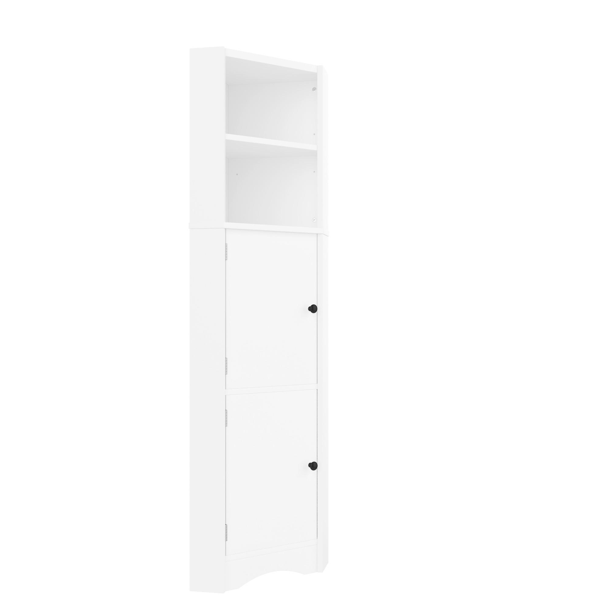 Modfu ROHOVÁ koupelnová skříňka z MDF 51,7x32x155,4 cm bílá se 2 dvířky, nastavitelnými policemi a úsporou místa