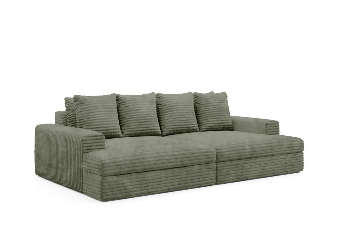 SCHLAFSOFA Premium Extra Komfort Grün - Schwarz/Grün, Holz/Holzwerkstoff (272/42/167cm) - Furnisell