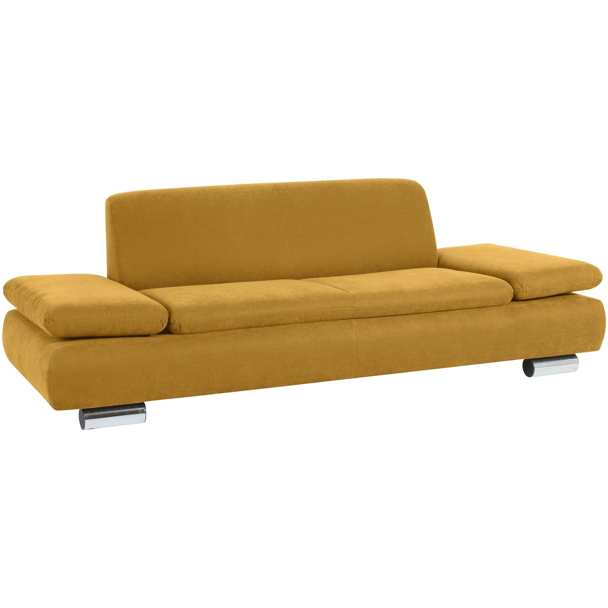 SOFA 2,5-Sitzer Kaye Bezug Veloursstoff Metallfuß verchromt / mais - Gelb, Kunststoff (221/76/90cm) - 58aufmkessel