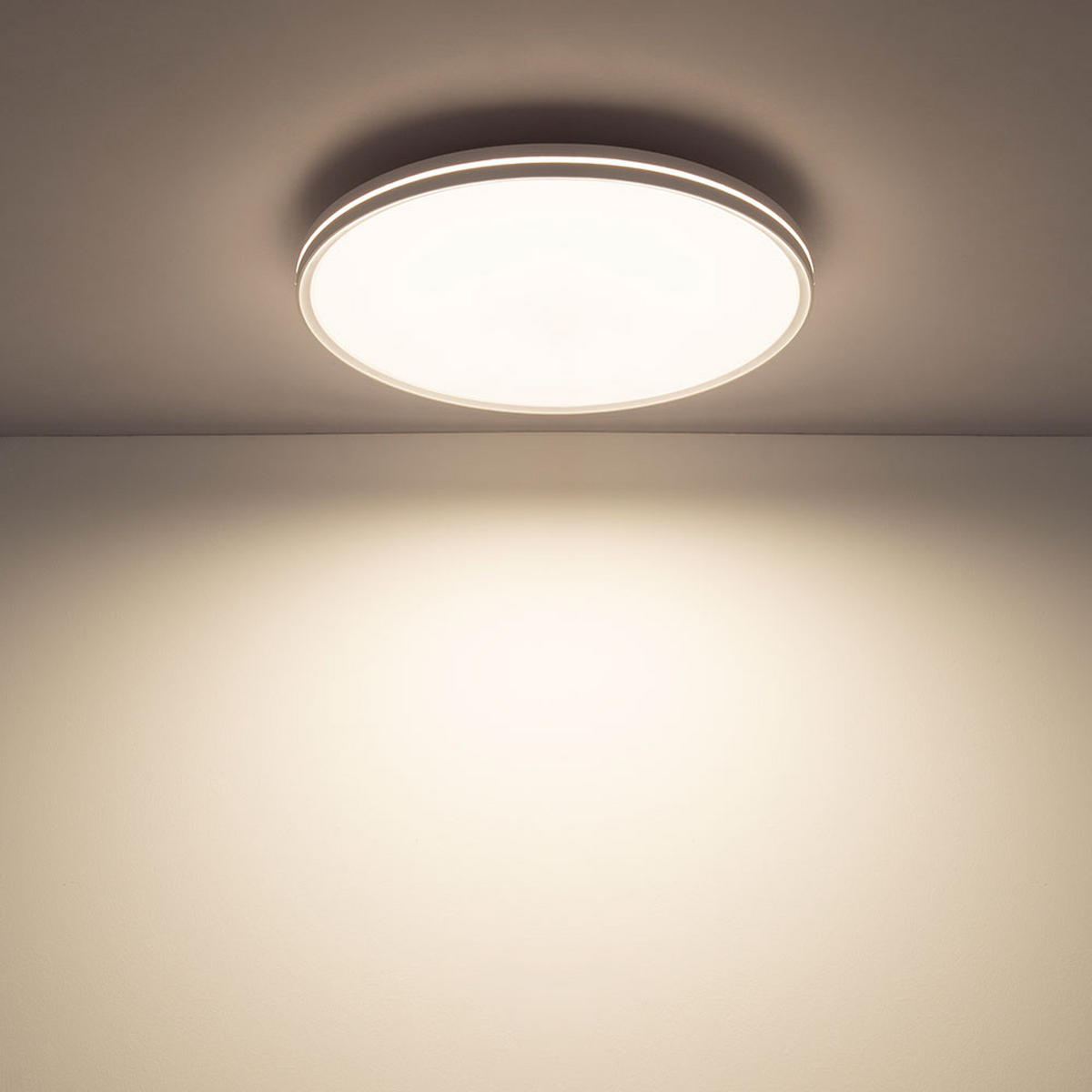 DECKENLEUCHTE DWAIN, WEISS, LED, DIMMBAR - Weiß, Kunststoff (37/37/7cm) - Globo Lighting
