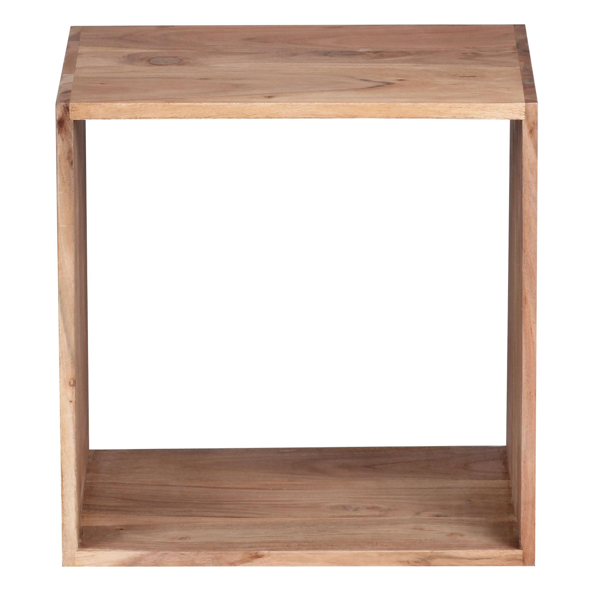 BEISTELLTISCH Massivholz Regalform Cube NAKO, Beige 43x33x43 cm - Beige, Holz (33/43/43cm) - KADIMA DESIGN