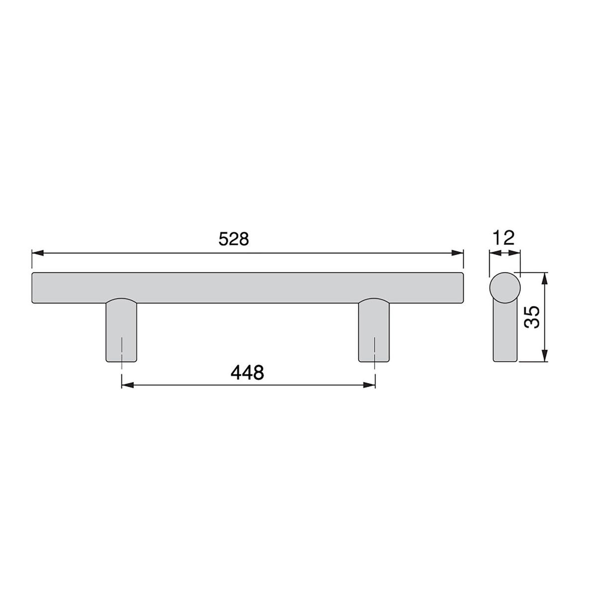 MÖBELGRIFF Orlando, L528mm, 448mm Achsenabstand, Stahl, Nickel satiniert - Silberfarben, Metall (5.5/2/55cm) - EMUCA