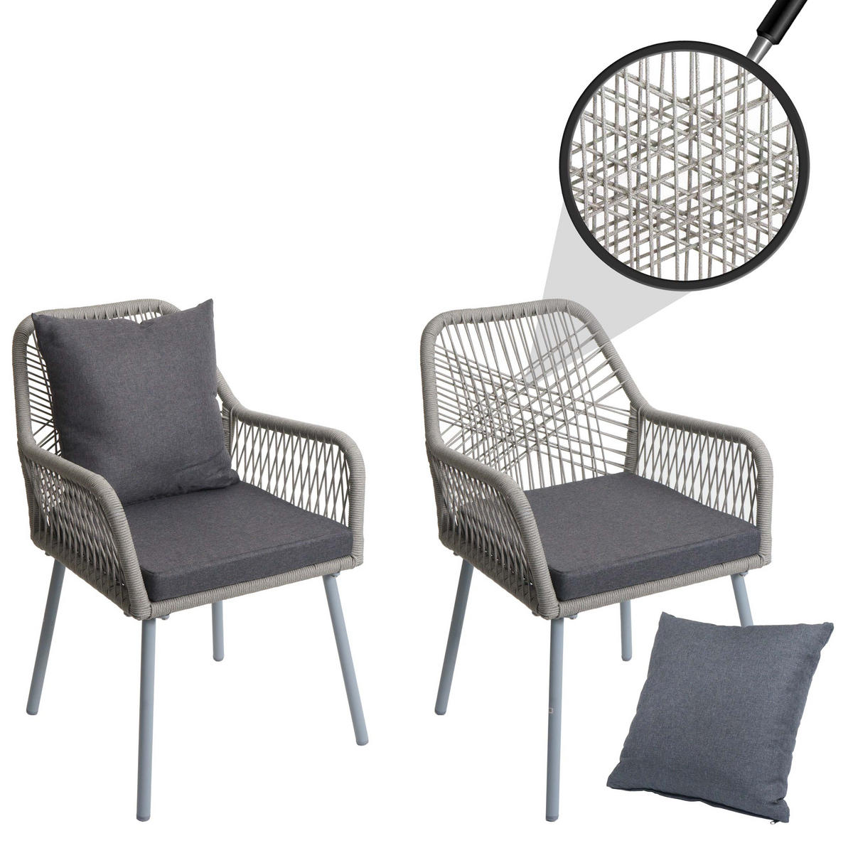 GARTENSTUHL Grau, Granit - Dunkelgrau/Hellgrau, Textil (54/81/62cm) - MCW