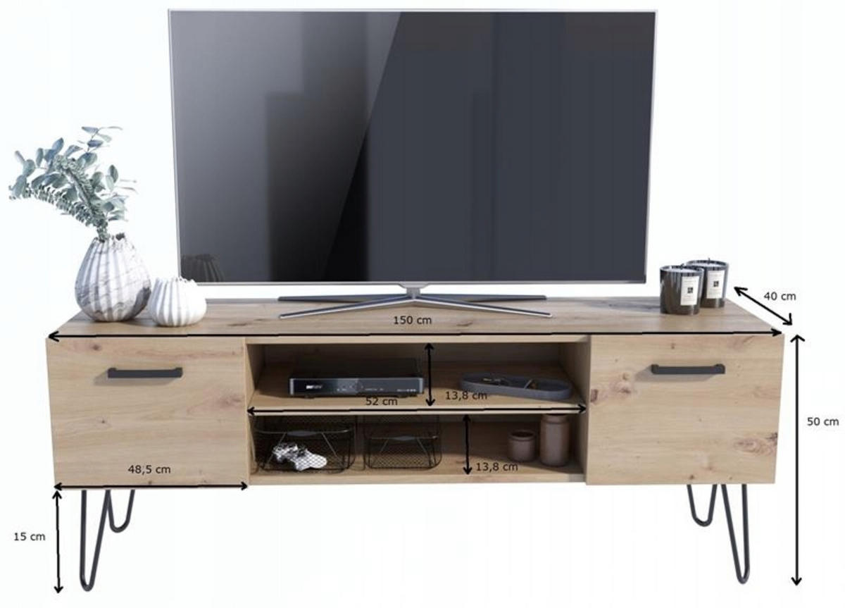 FERNSEHKOMMODE V1 Artisan Eiche-Schwarz 150/40/50 cm - Multicolor, Holzwerkstoff (150/50/40cm) - Matkam Möbel