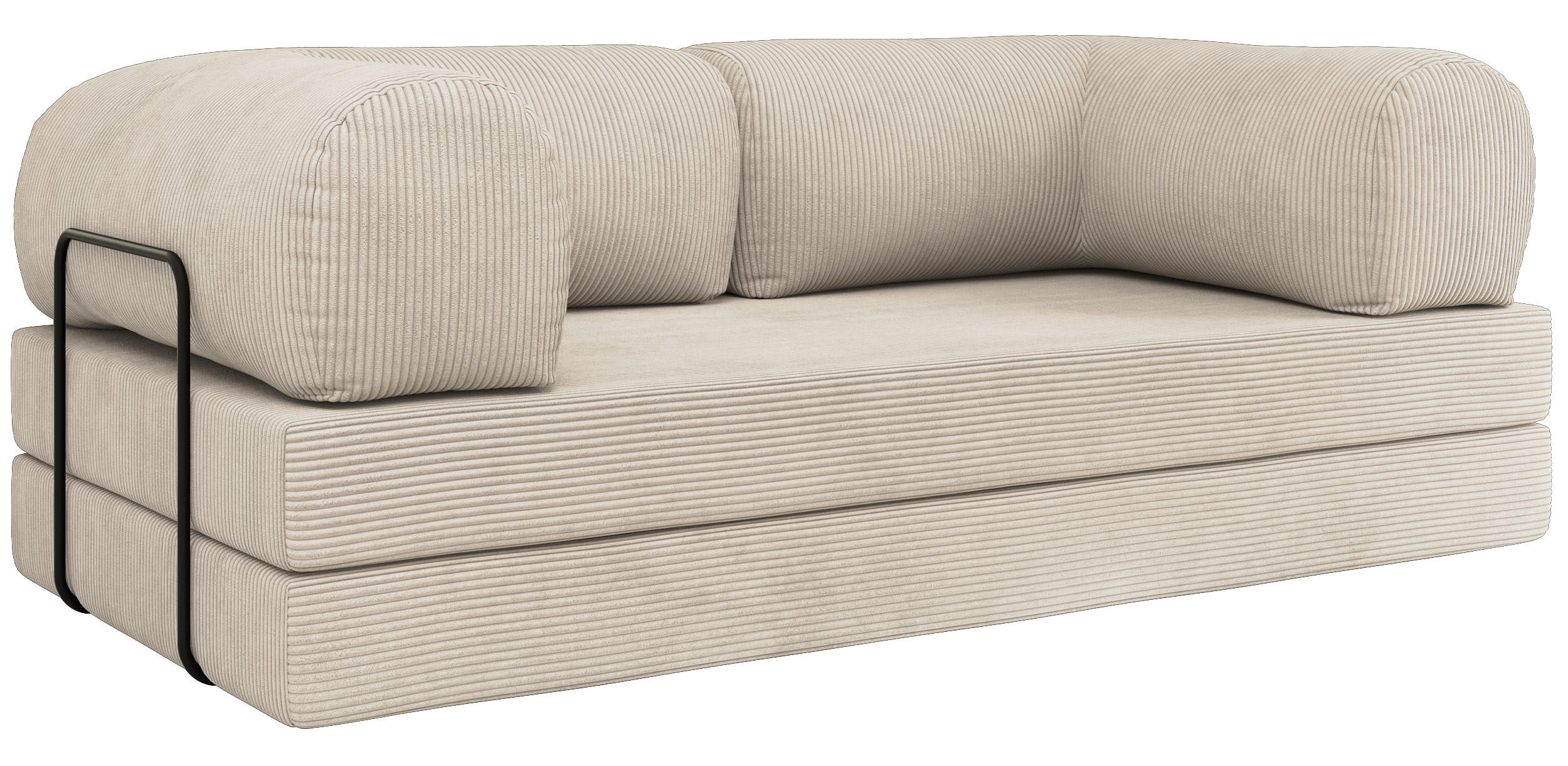 TŘÍMÍSTNÁ POHOVKA ORSETTO - Krémová Manšestr - černá/krémová, kov/textil (200/70/100cm) - MKS