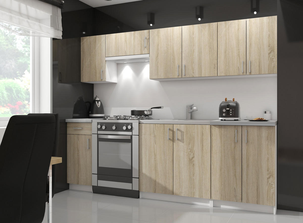 KÜCHENSCHRANK Weiß, Sonoma Eiche 30.5x40x72cm - Silberfarben/Weiß, Holzwerkstoff/Kunststoff (40/72/30.5cm) - Akord