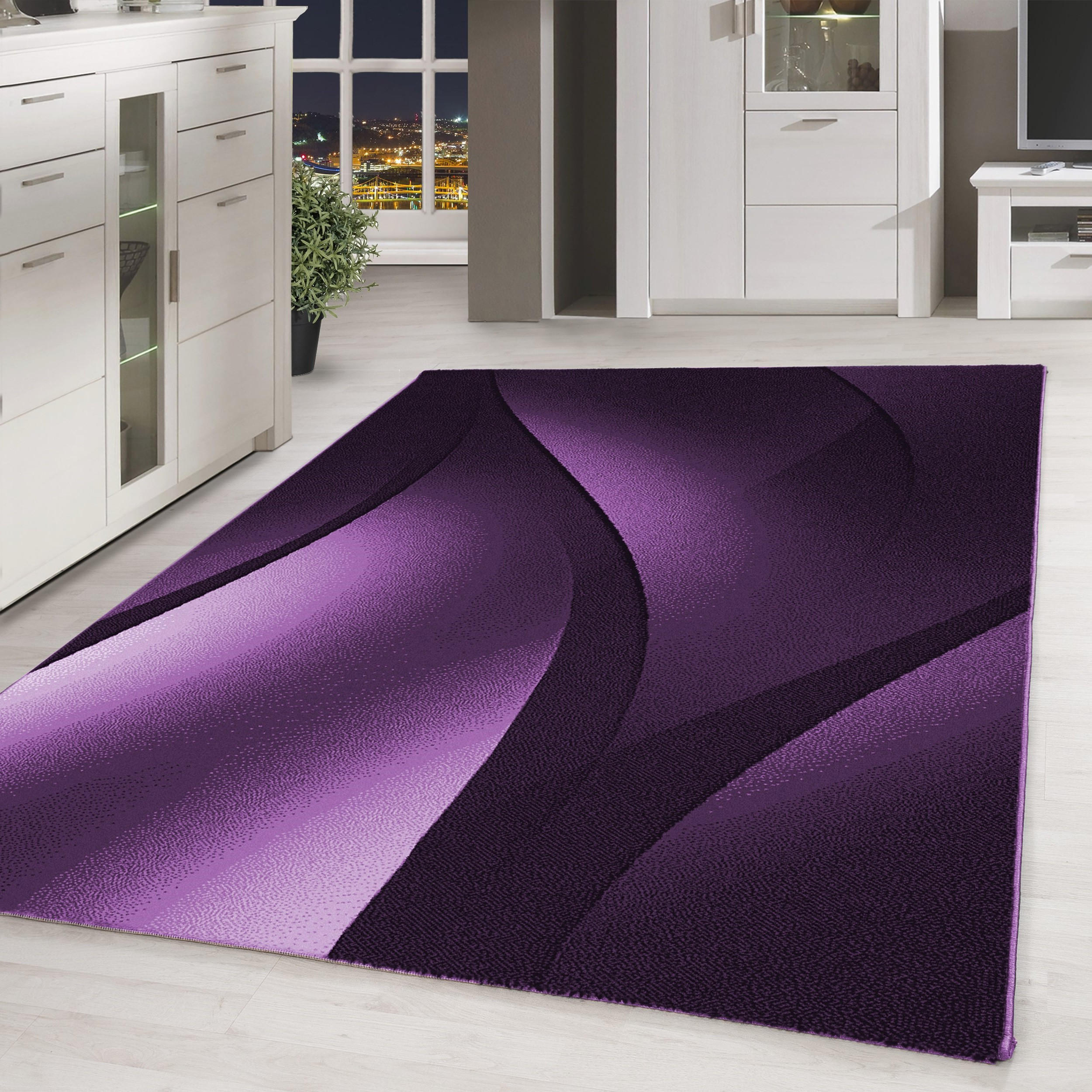 TEPPICH Kurzflor Ombre-Verlauf Polypropylen Wohnzimmer Violett Rechteckig 120x170 - Lila, Textil (120/170cm) - KADIMA DESIGN