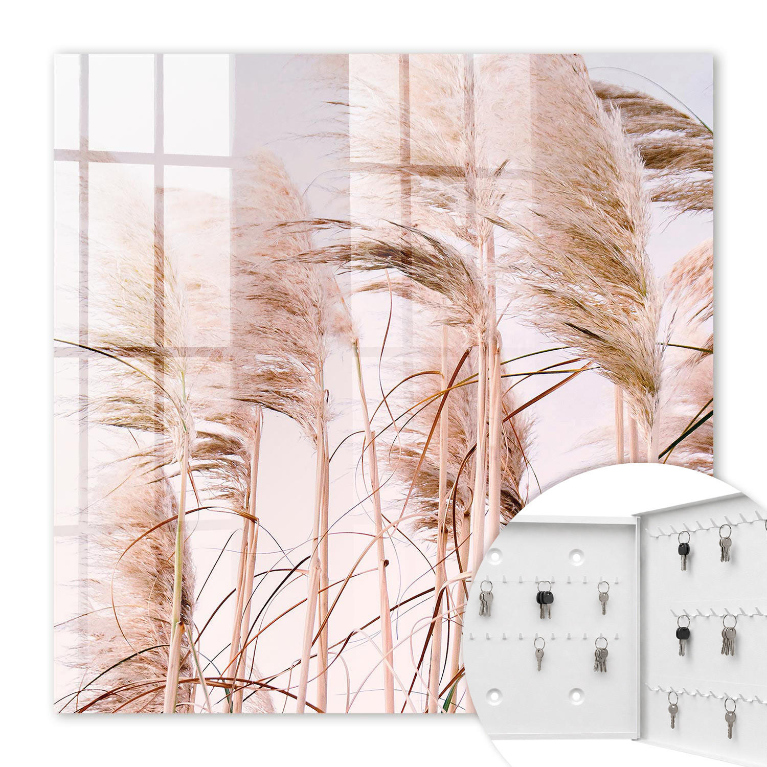 SCHLÜSSELBOX Weiß 30x30 cm – Türöffnung nach rechts - Sinnliche Natur - Beige, Metall (30/30/5cm) - TULUP