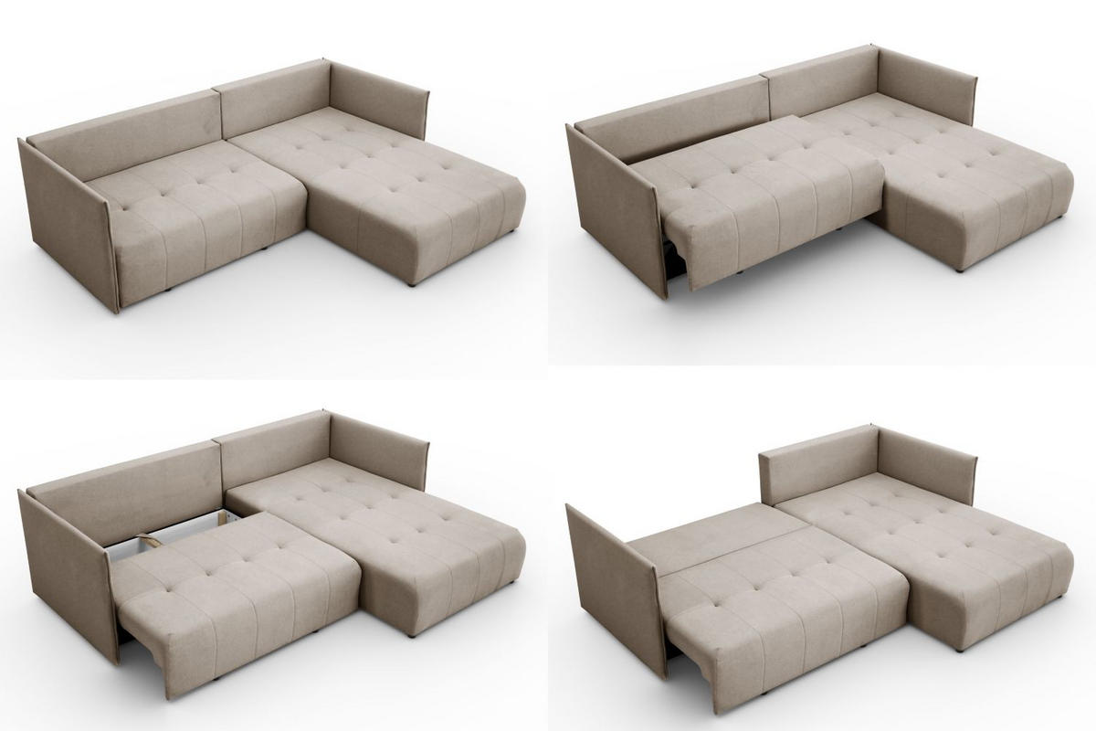 ECKSOFA L Form Hanna 246 x 188 cm mit Schlaffunktion und Bettkasten, 4 Sitzer, Bettzeugablage, Sofa, Eckcouch, cappuccino, rechts - Hellbraun, Kunststoff (188/246cm) - Margaret Hadas24