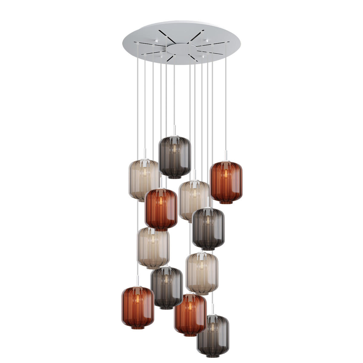 GALERIELEUCHTE Velo 12-flammig Mehrfarbig Ø 25cm - Multicolor/Weiß, Glas (25/25/27cm) - s.luce