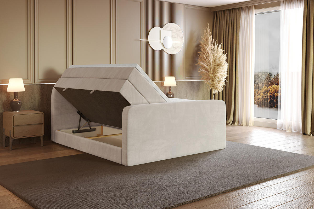 BOXSPRINGBETT mit Matratze und Lattenrost - NOX-Z KING-160x200 - Beige Casablanca - Beige, Holzwerkstoff (160/200cm) - ALTDECOR