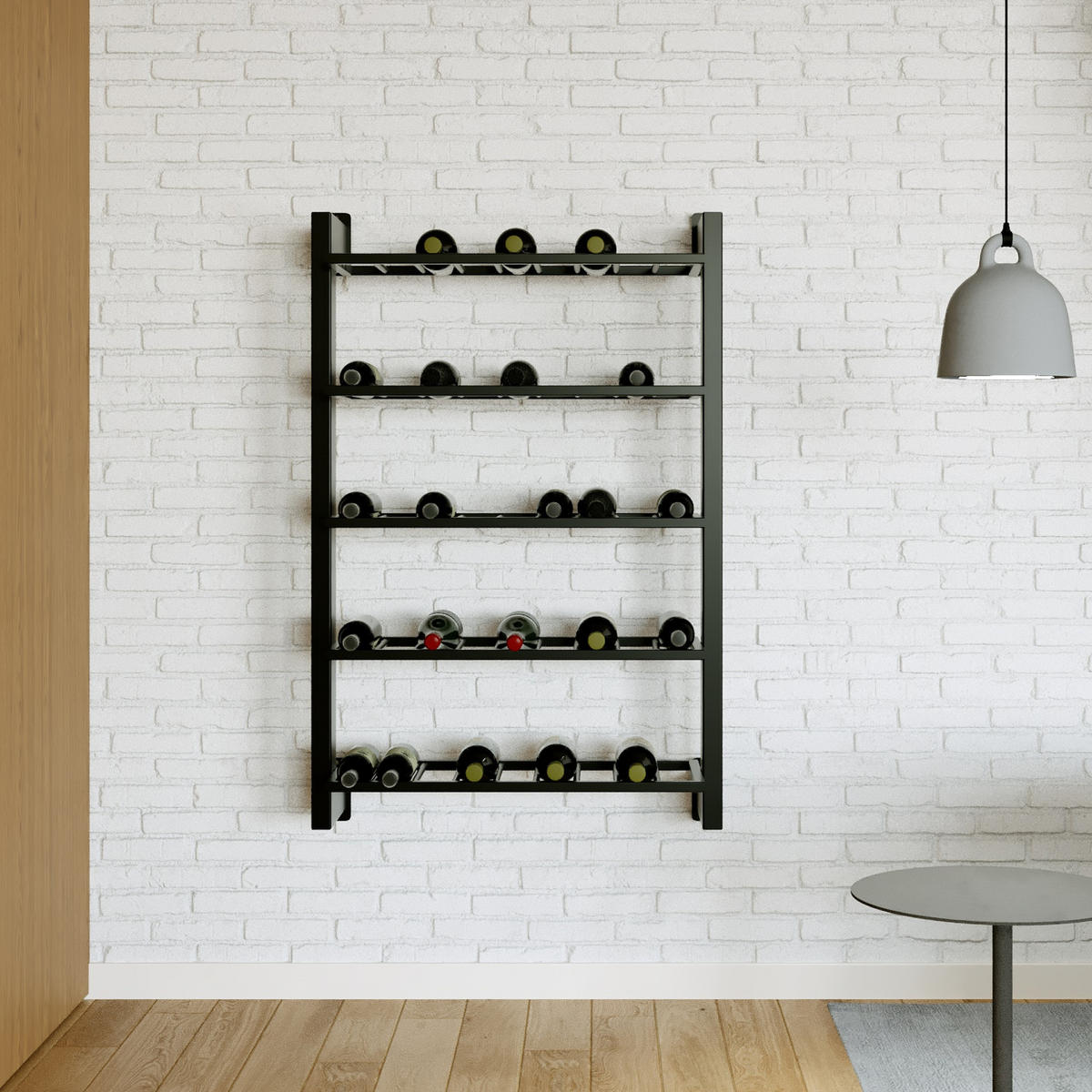 WEINREGAL Canary Metall,Schwarz, Für 45 Weinflaschen 120/80/30 cm - Schwarz, Metall (30/120/80cm) - Metalo Pro