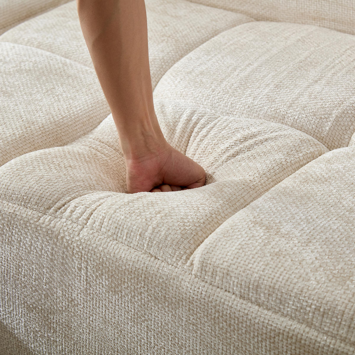 ECKSOFA Chenille 263 cm komprimiert, DE-42539, Beige - Beige, Textil (263/132.5cm) - ComfortXL