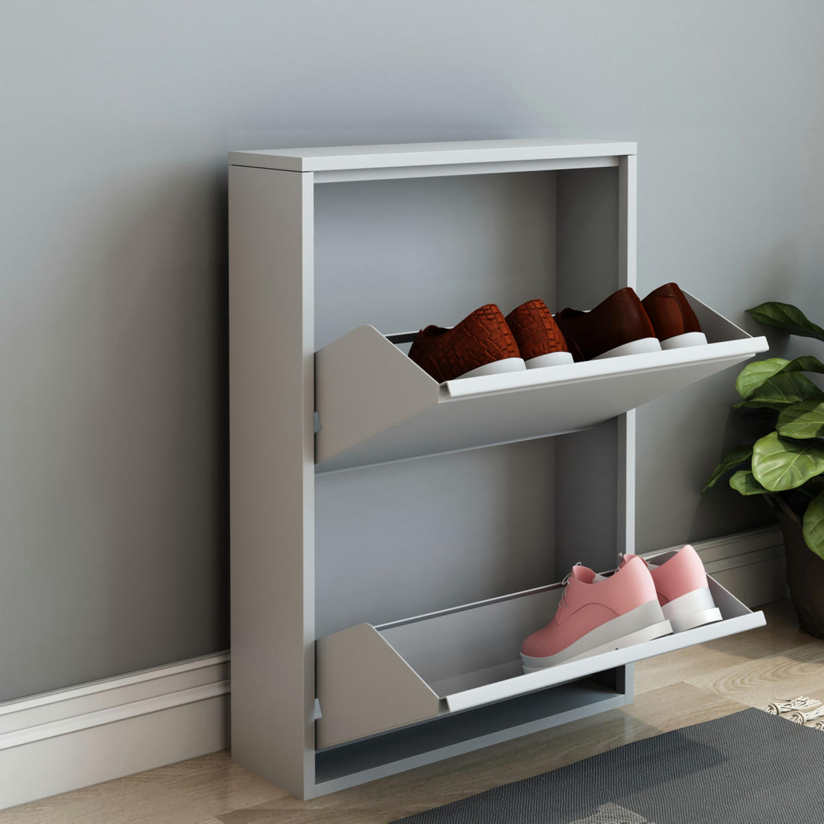 SCHUHKIPPER Sokndal - Weiß, Metall (50/71/15cm) - [en.casa]