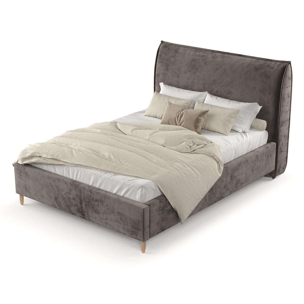 POLSTERBETT Mira 120/200 cm Braun im Lotta Stoff - Naturfarben/Braun, Holz/Holzwerkstoff (120/200cm) - AltaBeds