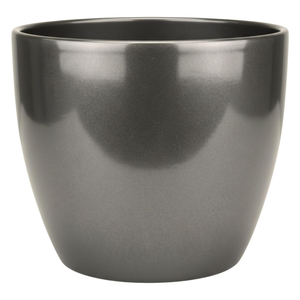 LENI Blumentopf Sylt Keramik Ø 22 cm Höhe 20 cm rund rund Dunkelsilber Metallic glänzend - Silberfarben, Keramik (22/20cm) - LENI