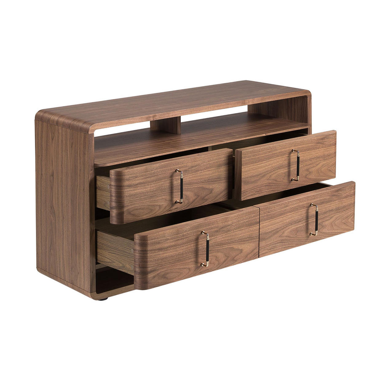 KOMMODE aus Nussbaum und PVC 120/43/75 cm - Goldfarben/Nussbaumfarben, Holz/Holzwerkstoff (120/75/43cm) - ANGEL CERDA