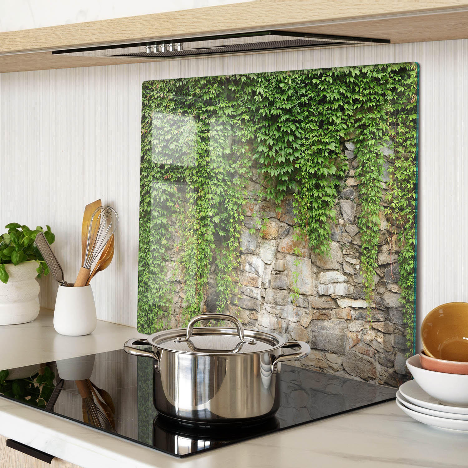 GLASPLATTE 60x52 cm Grüner Efeu - Grün, Glas (60/0.4/52cm) - TULUP