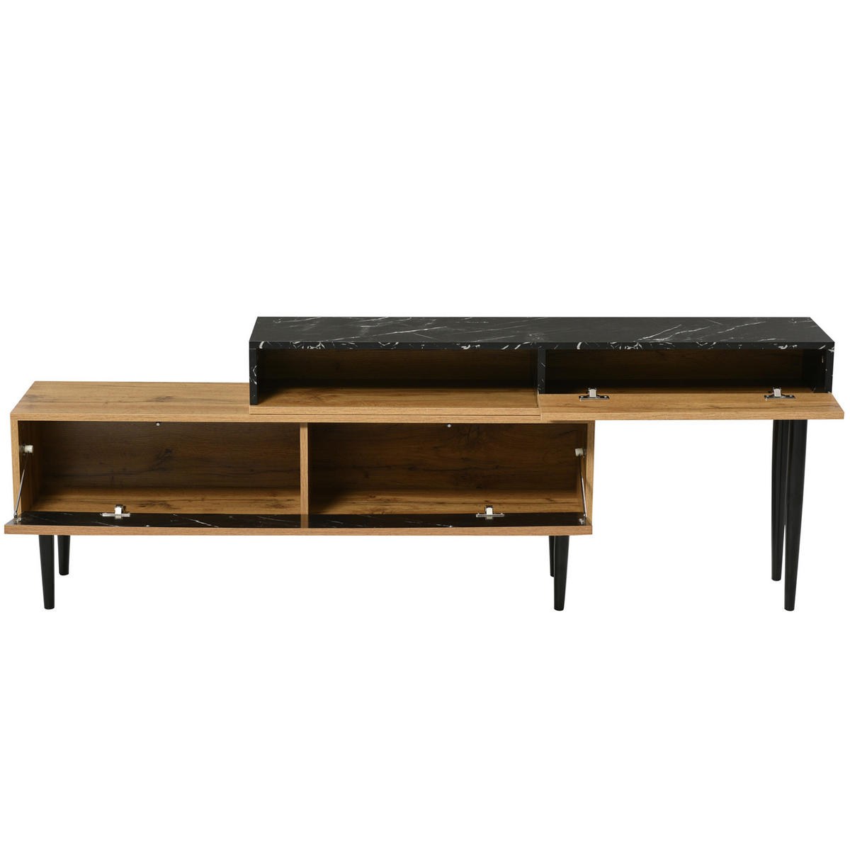 TV ormarić prirodna boja drva od MDF-a s policama i željeznim nogama - prirodne boje, drvni materijal (240/58/22cm) - OKWISH