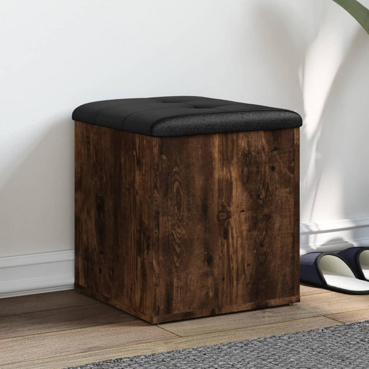SITZBANK Jona mit Stauraum Räuchereiche 42x42x45 cm - Eiche San Remo, Holz (42/45/42cm) - DELUKE