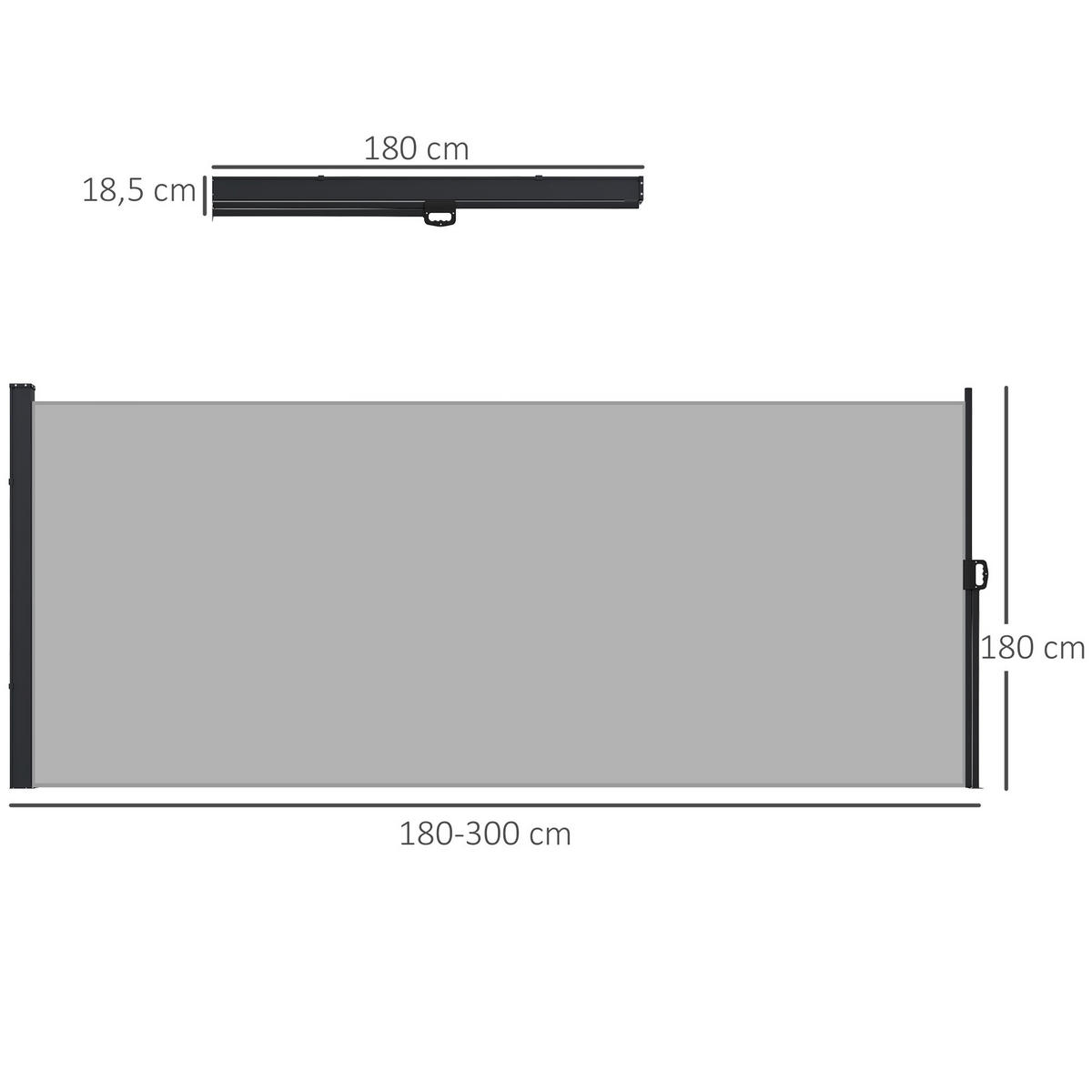 MARKISE DE-14024 ausziehbar 3/1,8 m, UV-Schutz Hellgrau - Hellgrau, Textil (4/180/300cm) - ComfortXL