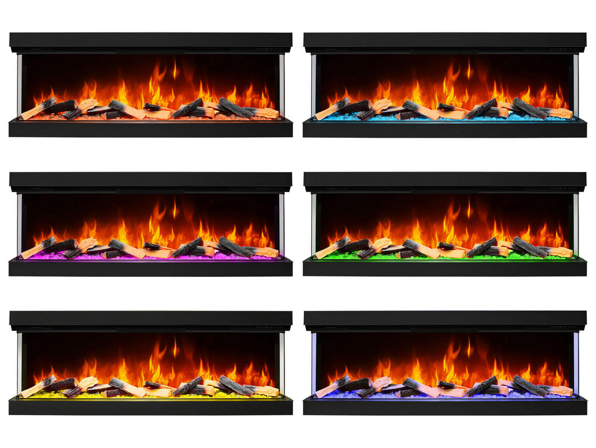 EINBAU-ELEKTROKAMINEINSATZ AF60TS – dreiseitig, Breite 150 cm, 3D-Flammeneffekt, Heizfunktion, WLAN - Schwarz, Glas/Metall (150/55.5/32cm) - ArtiFlame