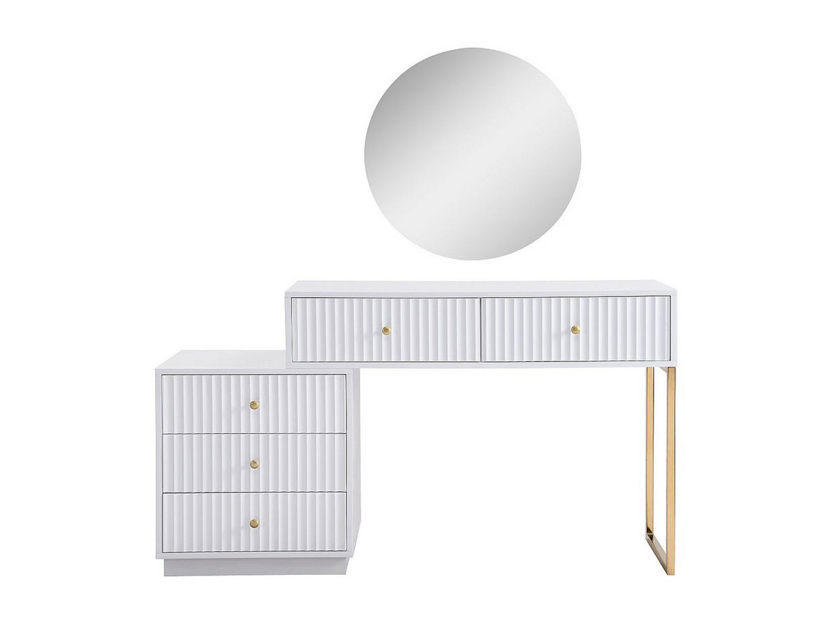 SCHMINKTISCH - 133 cmcm x 40 cmcm - Holz, Platte - Weiß - PEROLIA - Weiß, Holz (133/75/40cm) - Vente-Unique