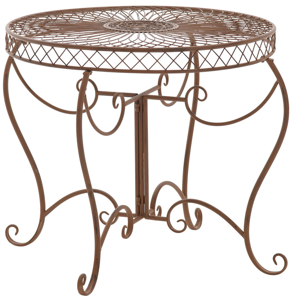 GARTENTISCH rund Ø90 cm Metall antik braun - Braun, Metall (90/90/69cm) - CLP