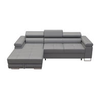 ECKSOFA VEMO MINI Links Hellgrau Velour-Stoff Kompakter Komfort für Wohnräume - Hellgrau, Textil (235/175cm) - Barchello