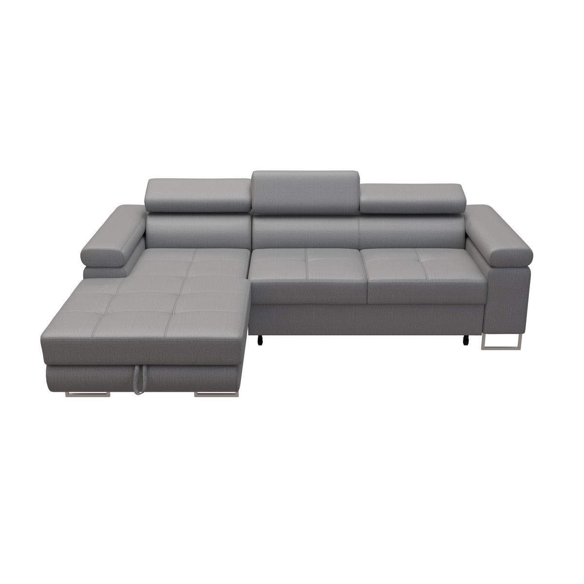 ECKSOFA VEMO MINI Links Hellgrau Velour-Stoff Kompakter Komfort für Wohnräume - Hellgrau, Textil (235/175cm) - Barchello