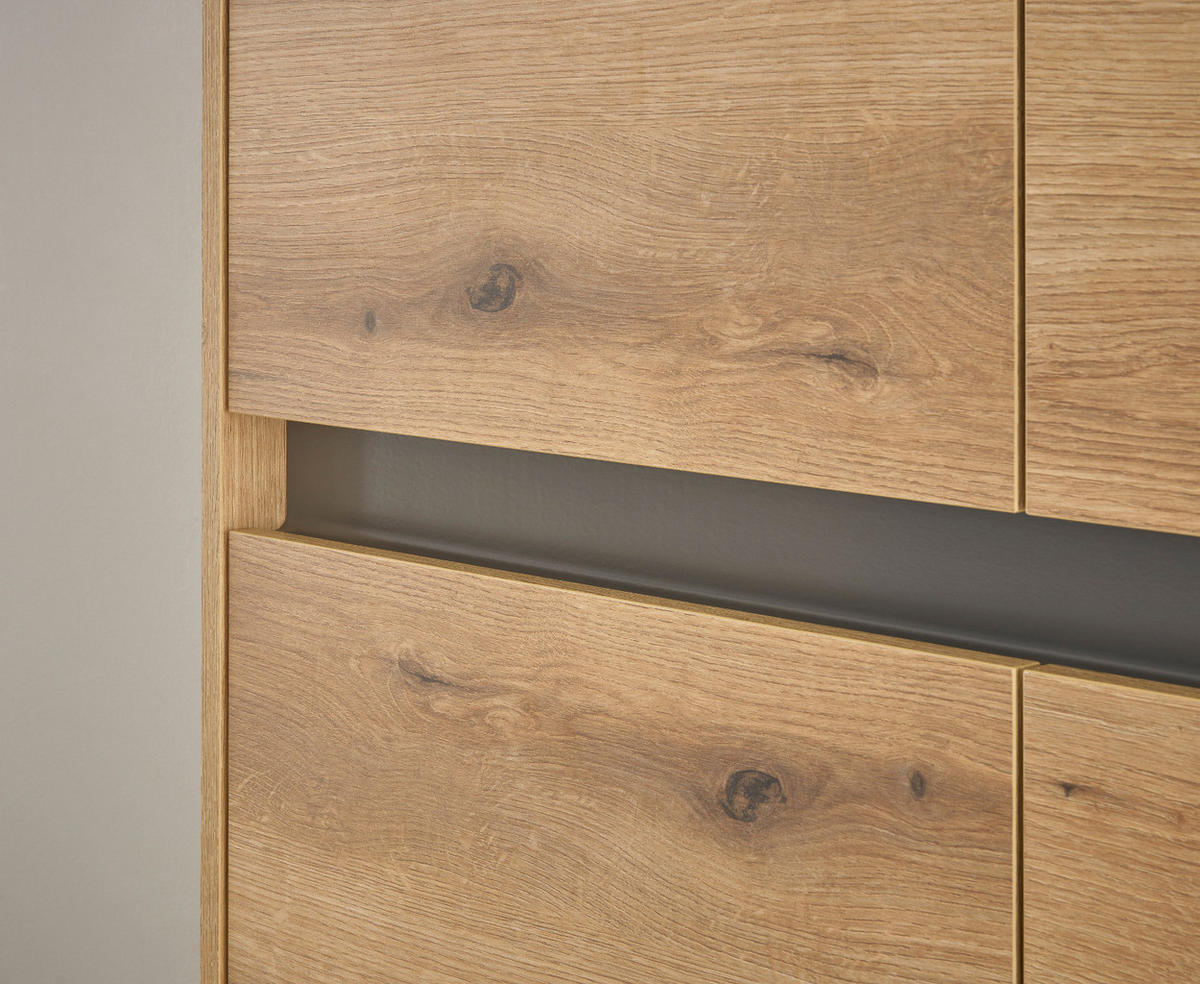 HIGHBOARD Eiche Evoke, grau 100 cm, Kommode mit 8 Fächern - Eichefarben/Schwarz, Holz/Holzwerkstoff (100/120/40cm) - Furn.Design