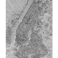 FOTOTAPETE Karte von New York 200 x 250 cm - Grau, Papier (200/250cm) - Sanders & Sanders