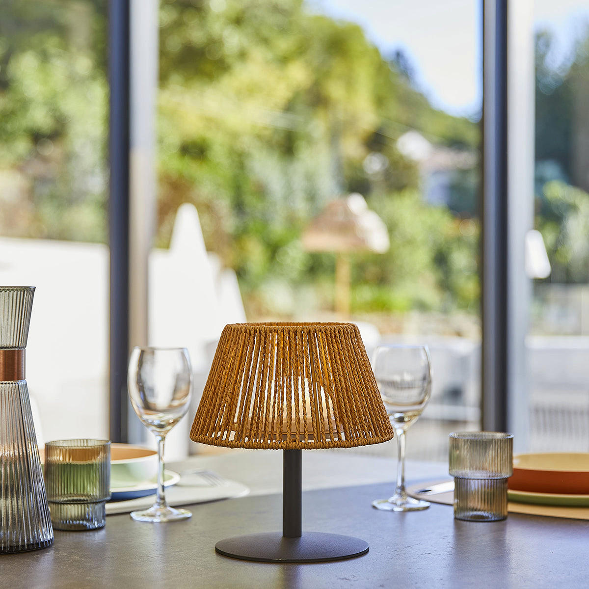 TISCHLAMPE STANDY MINI beige - Beige, Naturmaterialien (20/20/22cm) - Lumisky