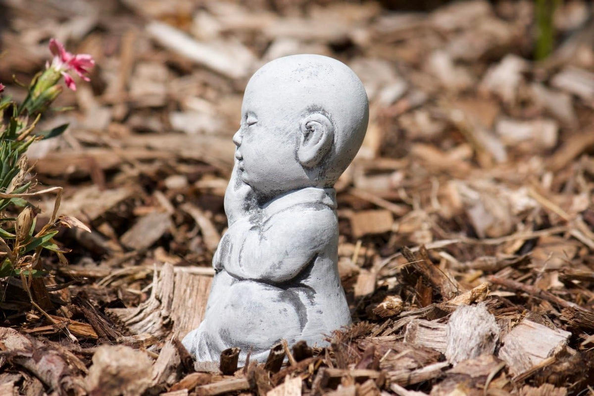 STEINFIGUR 3er Set Buddha Mönche Nichts sehen, Nichts hören, Nichts Sagen, Frostfest - Grau, Stein (8/13/8cm) - stoneandstyle